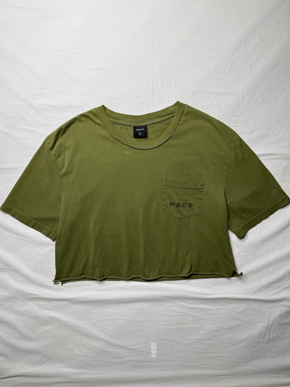 P&Co - Olive Green Cropped Pocket Tee